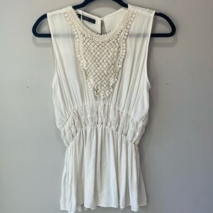 Zara Cream Crochet Peplum sleeveless top